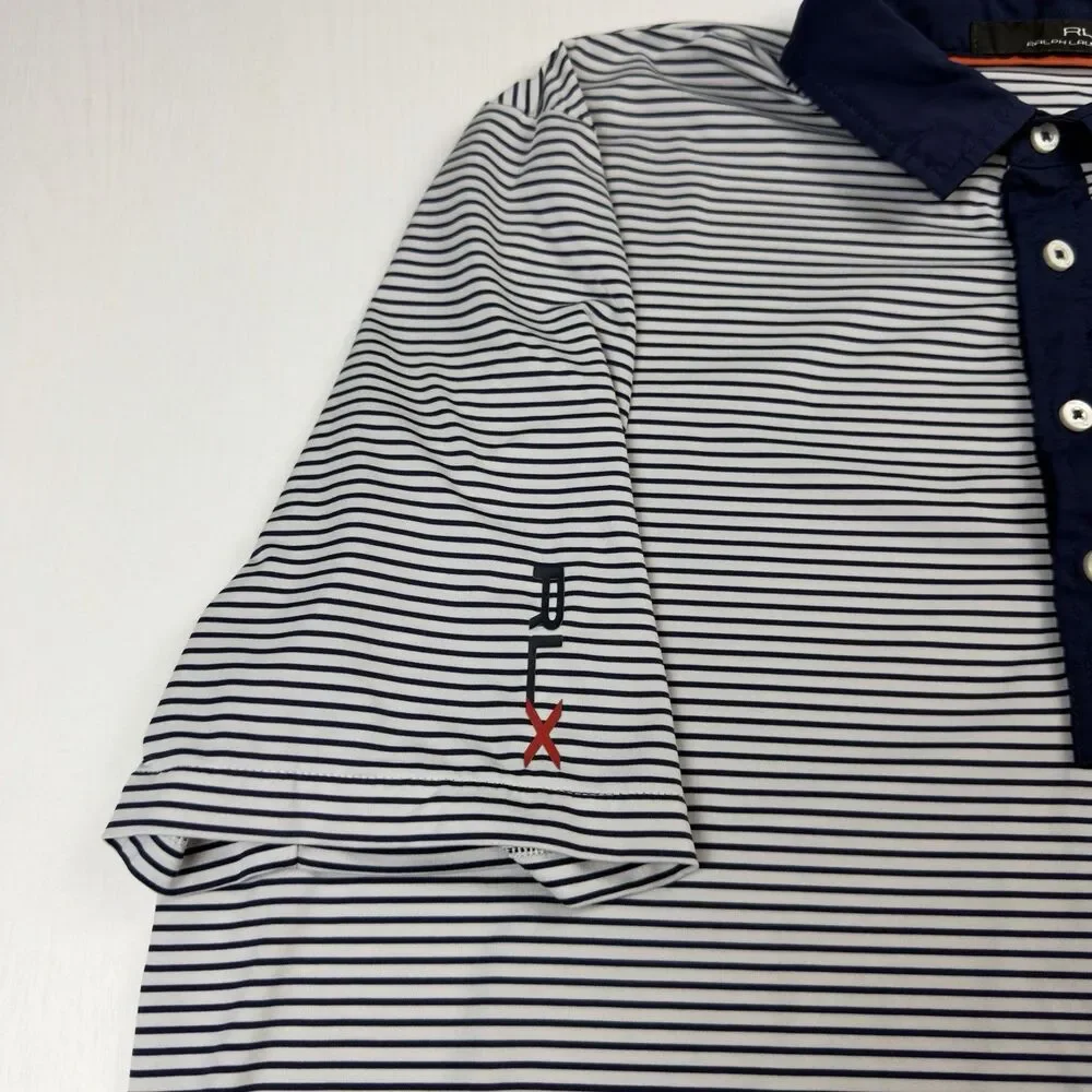 Ralph Lauren RLX Winged Foot Golf Club Polo Mens L Stripe Wicking Performance